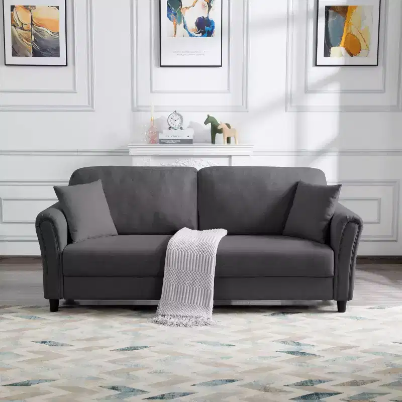 MAYEERTY 81.5 Modern 3-Seater Sofa - Minimalist Design, Linen Fabric, Removable Washable Covers & 2 Pillows