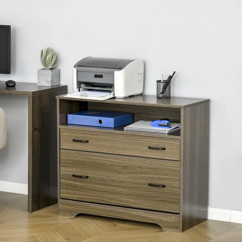 Vinsetto Lateral File Cabinet with Shelf, Office Storage Cabinet with 2 Drawers, Fits Letter Sized Papers