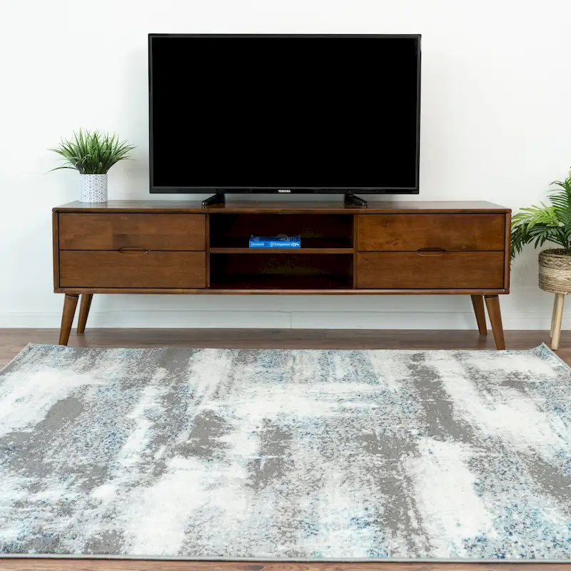 Bruno Mid Century Modern Walnut TV Console w/6 Storage Cabinet, Low Profile Entertainment Wood TV Stand