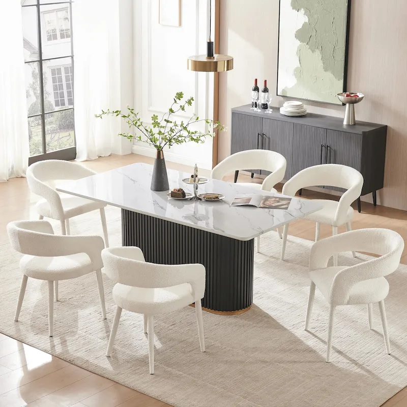 Modern Fort Boucle Upholstered Dining Chair (Set of 6)