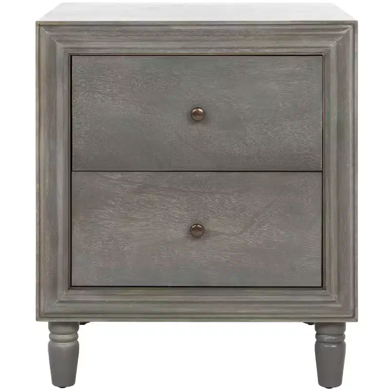 Nightstand with Storage Drawers, Ash Grey Elm Wood