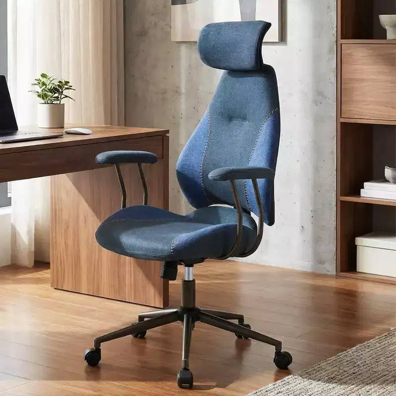 Costway Ergonomic Office Chair with 2D Headrest, Rocking Backrest & Wheels, Gaming Chair Blue/Brown & Beige/Gray & Blue