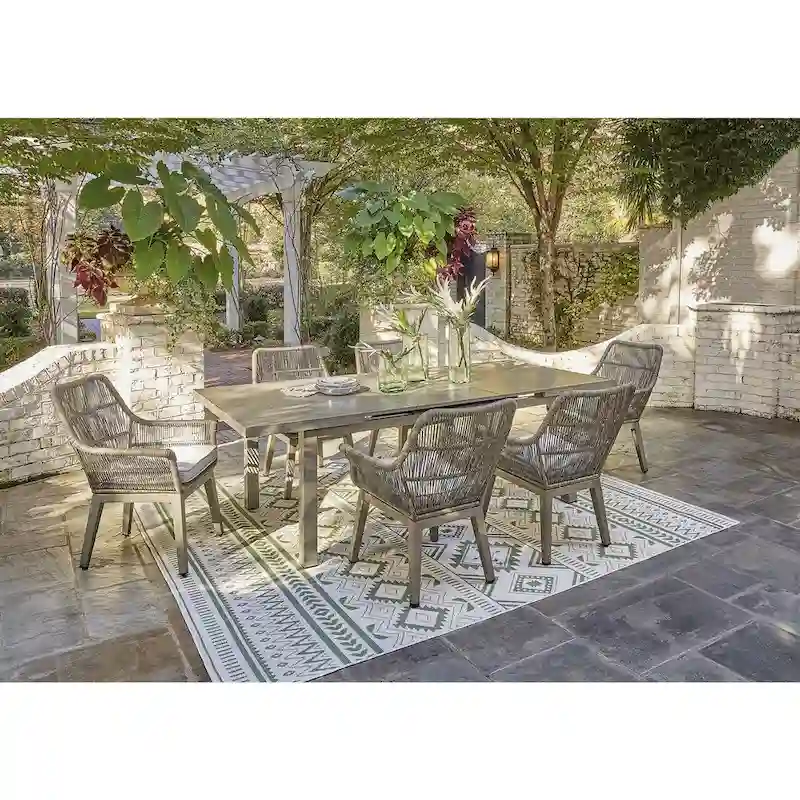 Signature Design by Ashley Beach Front Beige 7-Piece Outdoor Package - 42W x 71/94D x 30H