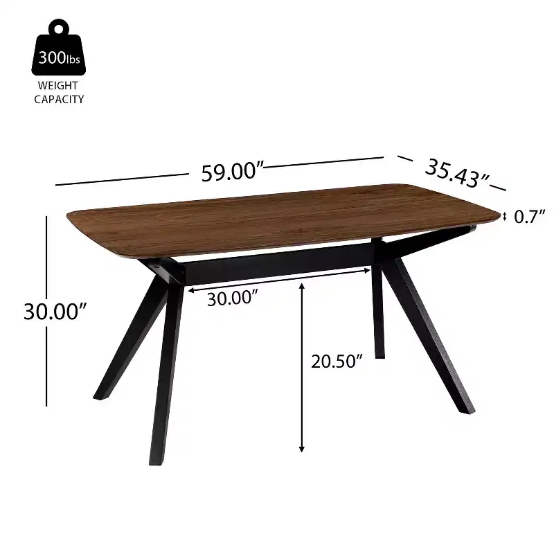 Contemporary Wood Dining Table with Cross-Leg Pedestal Base