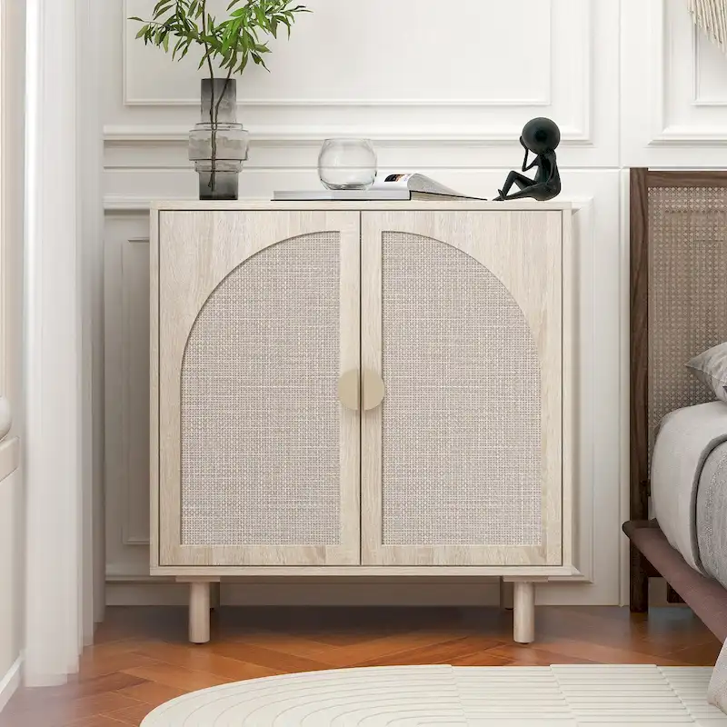 2 Doors Wood Pantry Organizer with Adjustable Laminates, Storage Cabinet for Bedroom, Living Room, Kitchen
