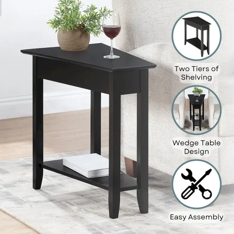 Wedge End Table with Shelf