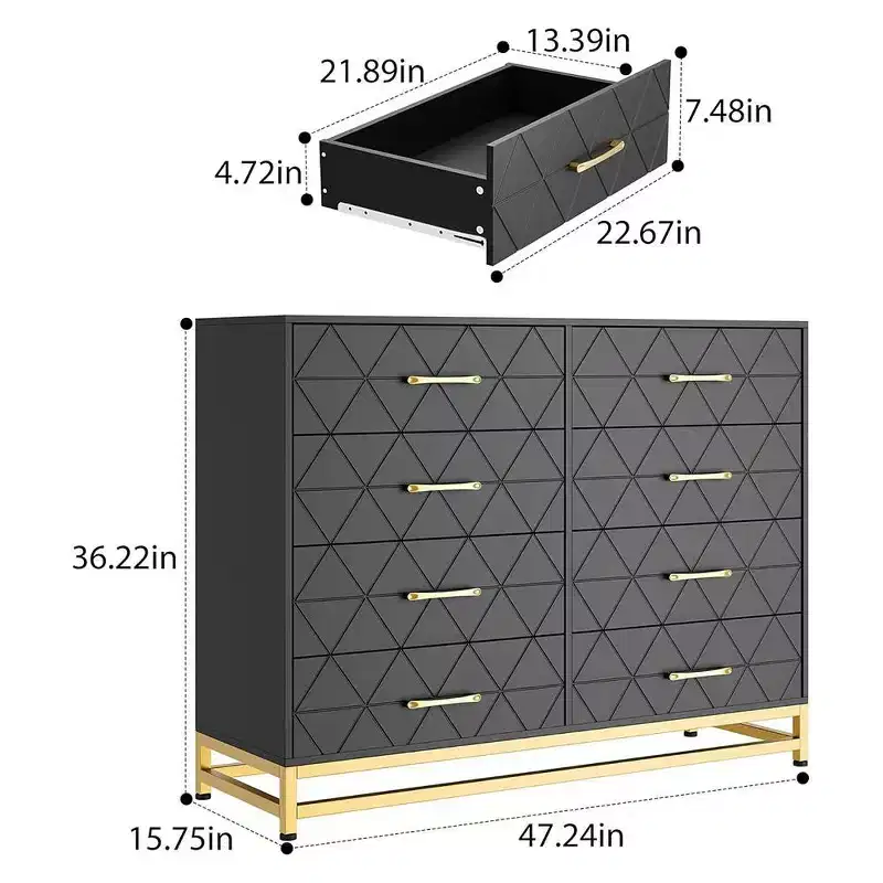 Modern Dresser for Bedroom with 8 Drawer, TV Stand Dressers Chest of Drawers for Living Room Hallway Entryway