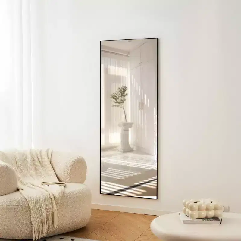 70 x 31 Inch Full Length mirror black Aluminum Alloy Frame, leaning or Wall Mounted, Ideal for Bedroom Living Room and Corridor