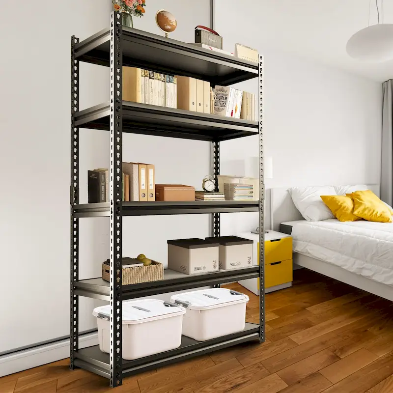 DoCred Adjustable Garage Storage Shelves, Metal Shelving, Black