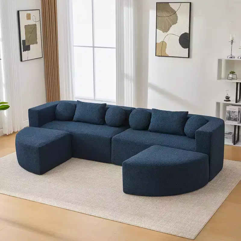 Whisen Boneless Couch Modular Sectional Sofa & Compression Sofa with Deep Seating and Curved Design