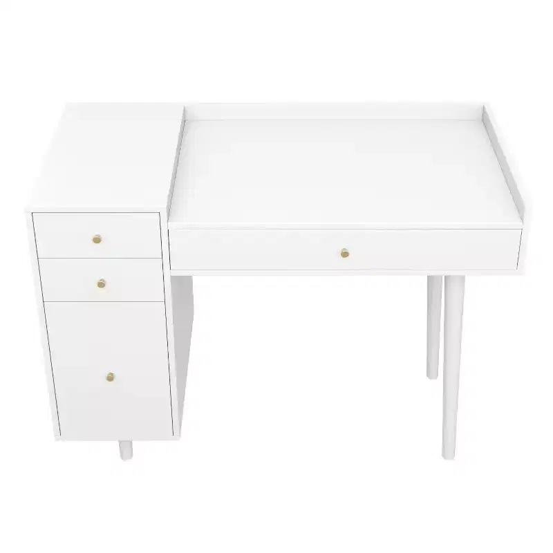 42 Daisy Wood Vanity Desk with Drawers Matte White/Gold - Nathan James