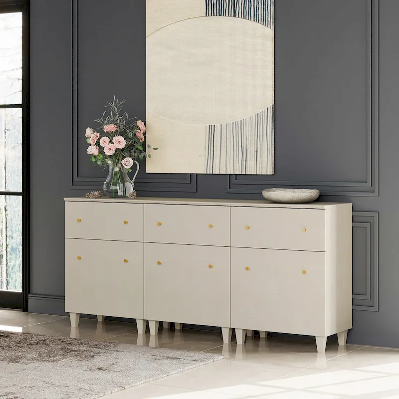 70.8 Sideboards Drawer Cabinet, 3-In-1 Kitchen Buffet Table