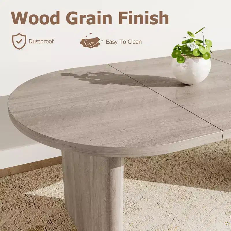 SunnyFurn Modern Farmhouse Oval Dining Table for 6-8  Thick Sturdy Wooden Base  Spacious for Dining Room, Kitchen, Living Room