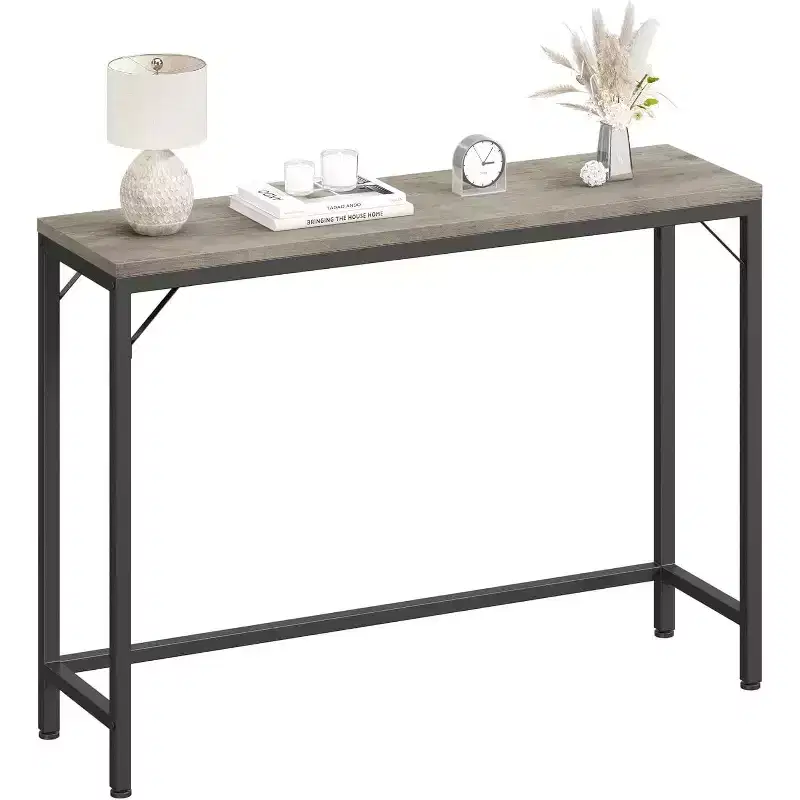 Modern Sofa Table,39.4 in Industrial Style Console Table for Behind Couch,Entryway or Hallway, Sturdy Metal Frame with Wooden Top,Space-Saving Design