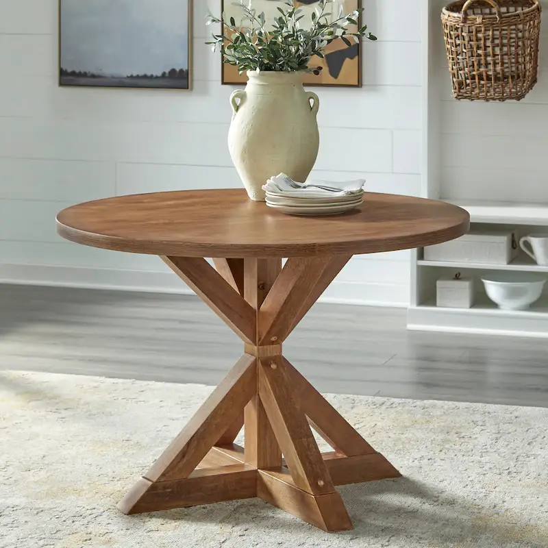 Driftwood Round Pedestal Dining Table, Seats 4