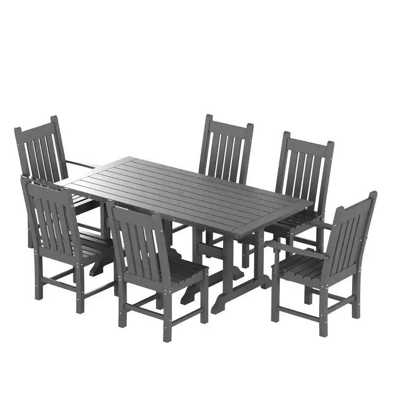 WestinTrends Malibu 7 Piece Outdoor Patio Dining Set Outdoor Dining Table with Dining Chair, Gray