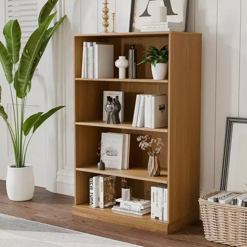 Doorless Wood Bookshelf Storage Cabinet Bookcase&Office Cabinet for Kitchen Bedroom Entryway Living Room Dinning Room Natural