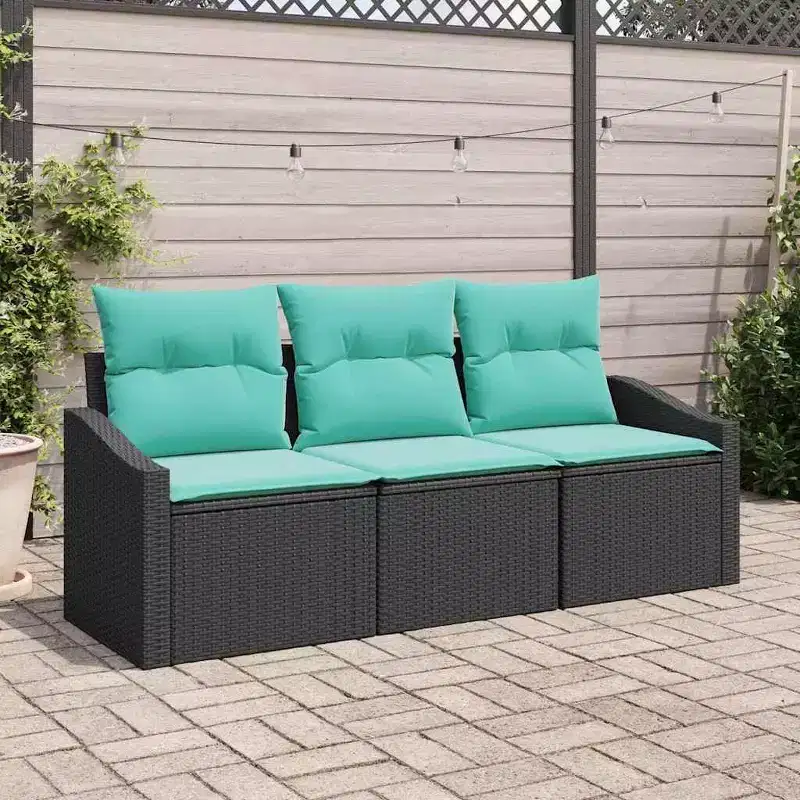 vidaXL Sofa Set with Cushion 3 pcs Poly Rattan