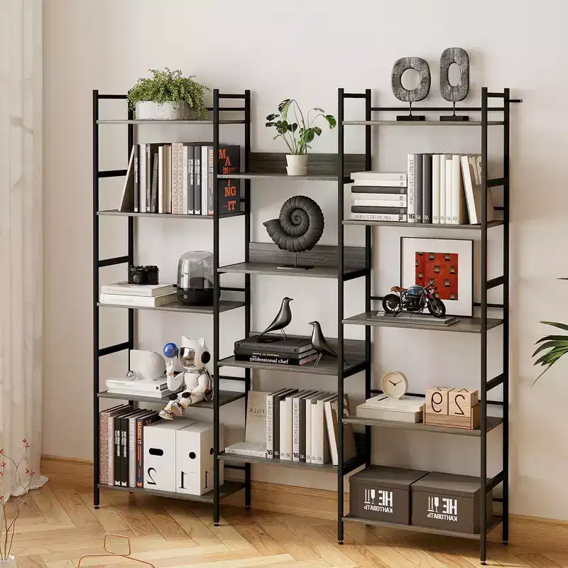 5 Tier Book Shelf, Display Shelves,Industrial Bookshelves with Metal Frame,Modern Tall Bookcases Furniture for Home Office, Study Room, Living Room