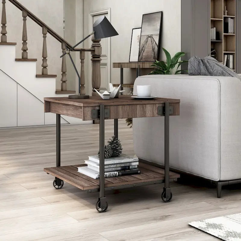 Farmhouse 24-inch Steel 1-Shelf End Table