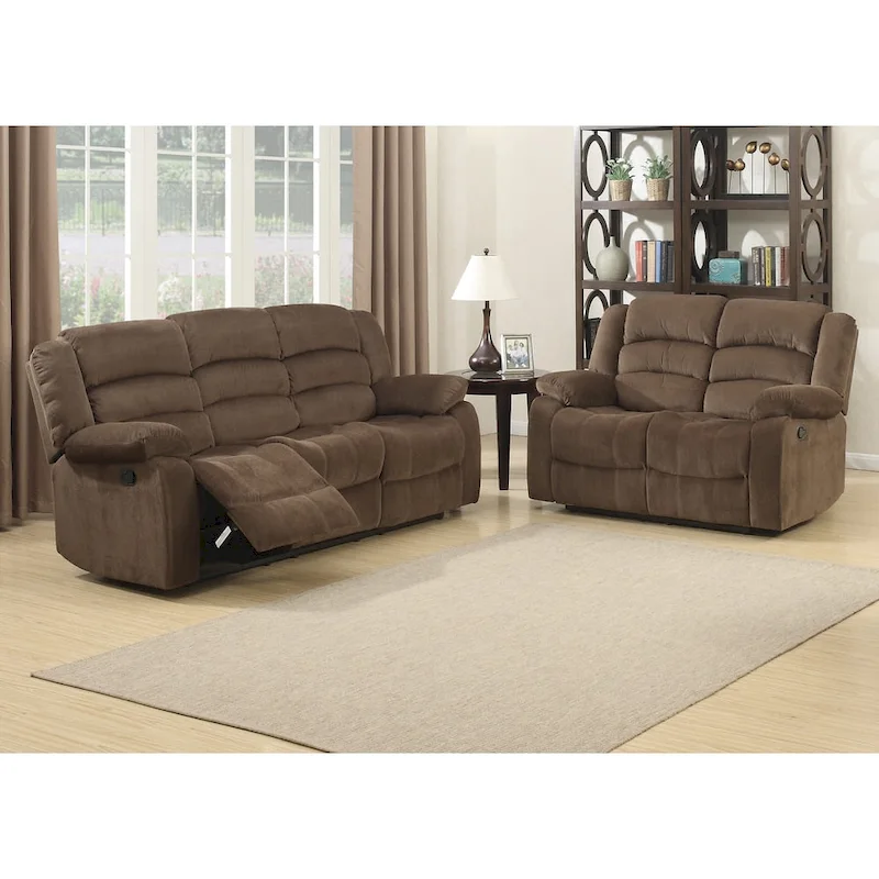 2-Piece Contemporary Brown Reclining Living Room Set
