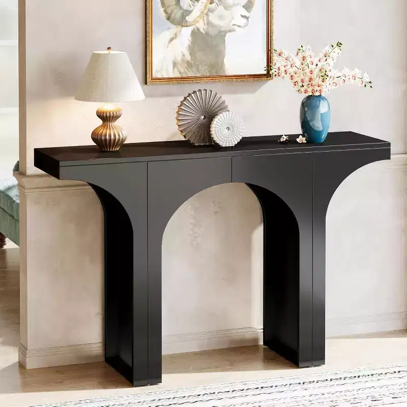 Lantine 47.24 Inches Black Console Table with Arch Base