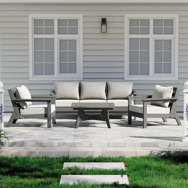 WestinTrends Avalon Outdoor 6-Piece Modular Sectional Patio Furniture Sofa Set, Gray/White