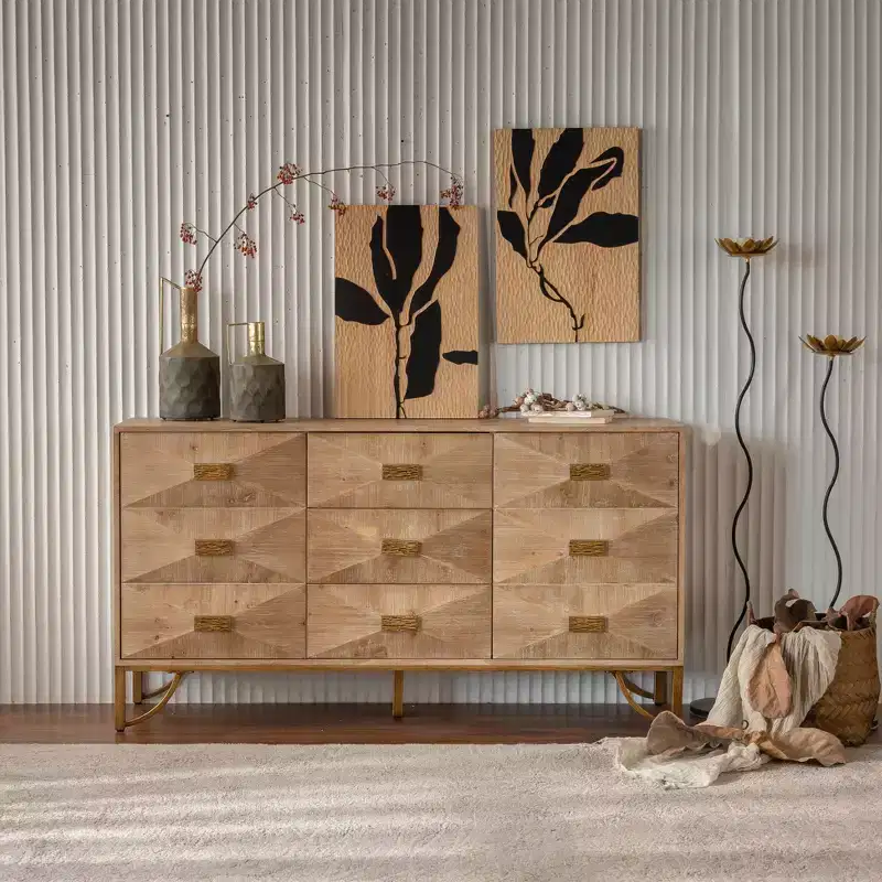 Light Wood 6-Drawer Dresser & Chest with Smooth Sliding Drawers