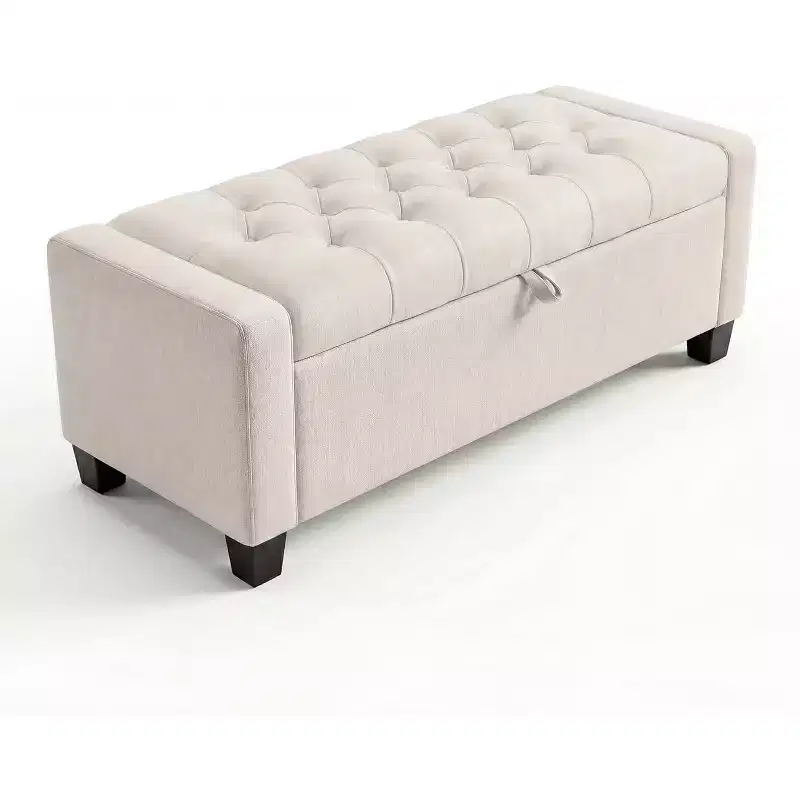 Ottoman with Storage, Tufted Storage Bench for Bedroom, 50.8 Fabrics End of Bed Bench, Upholstered Entryway Shoe Benches