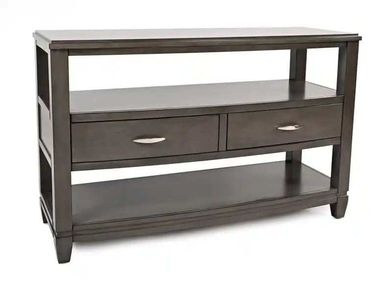 50 Modern Sofa Table with Storage and Shelf - Grey Brown Wood