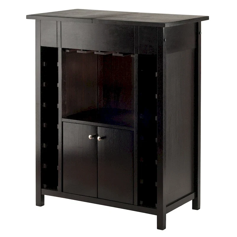 Wine Cabinet, Expandable Top, Espresso - 29.92 x 17.32 x 37.01 inches