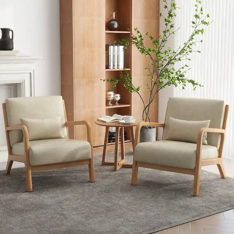 Upholstered Armchair Accent Chairs with Pillows