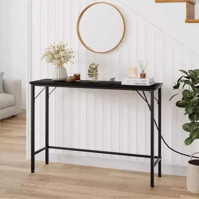 Modern Entryway Console Table with Built-in USB Charging Outlets & Behind Sofa Side Table