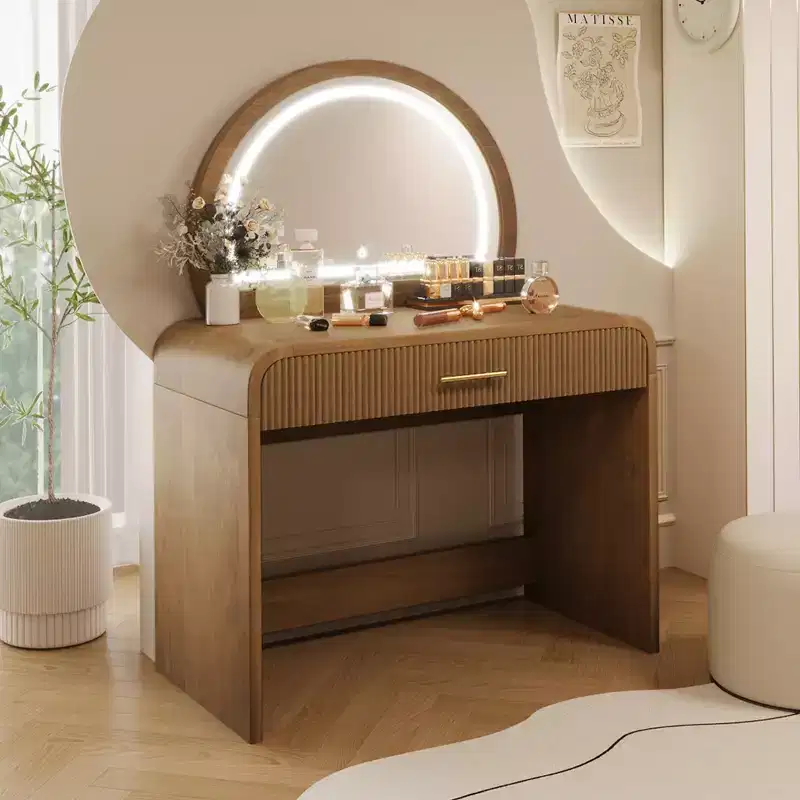 39-inch Wavy Texture Vanity with Touchscreen and Built-in LED Lighting, Featuring One Drawer, Ideal for Bedrooms, Espresso