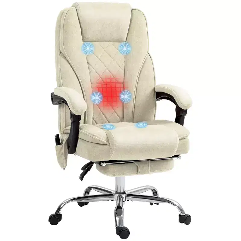 Executive Massage Office Chair with Adjustable Height, Heat, and Footrest