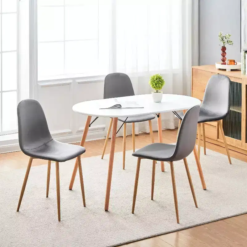 FurnitureR Dining Chairs Set of 4, Velvet Dining Room Seating, Armless Kitchen Chairs, Side Chair Mid-back for Living Room Bedroom Home Office, Grey