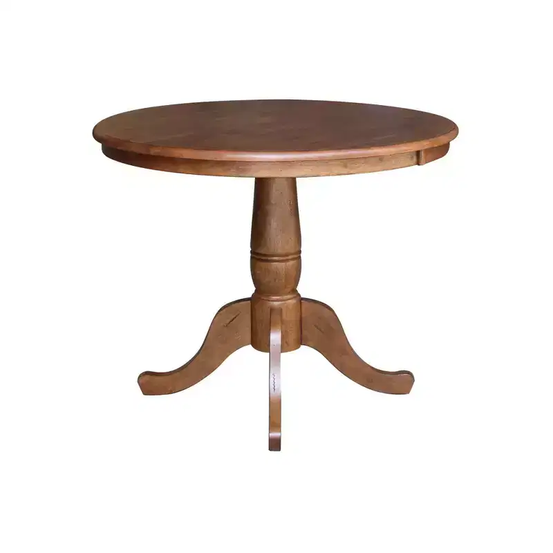 29.1" Dining Tables Round Top Carson Pedestal Distressed Oak