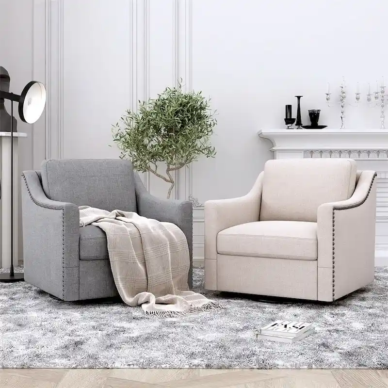Swivel Linen Blend Modern Soft Velvet Material Ergonomics Accent Chair