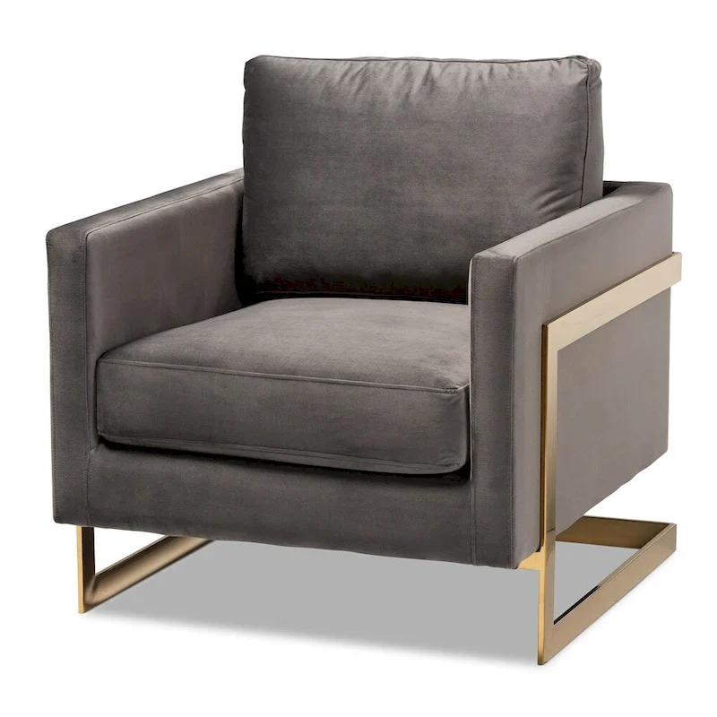 Silver Orchid Bryson Glam Velvet Fabric Armchair