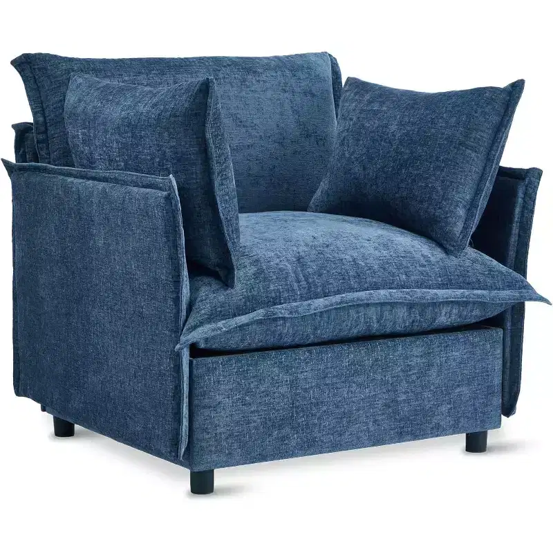Accent Chairs, Green 34 Width Oversized Reading Chair Upholstered Armchair Soft Chenille Fabric Living Room Chairs Sofa